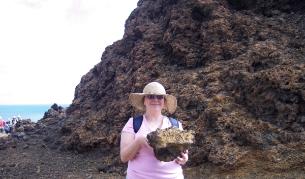 Holding the volcanic rock