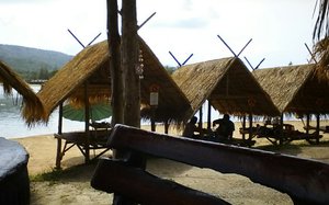 Bamboo huts at the lake