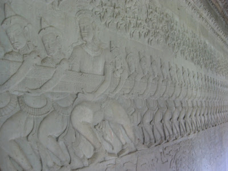 Gallery carvings - depiction of 'The Churning of the Ocean of Milk'