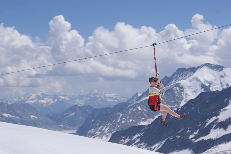 Zip lining through the Alps