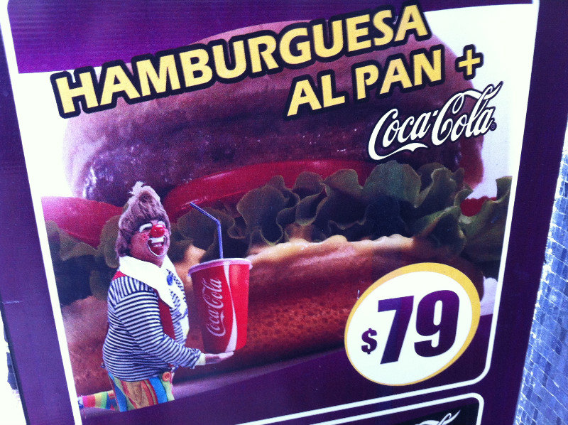 Scary clown selling food in Uruguay