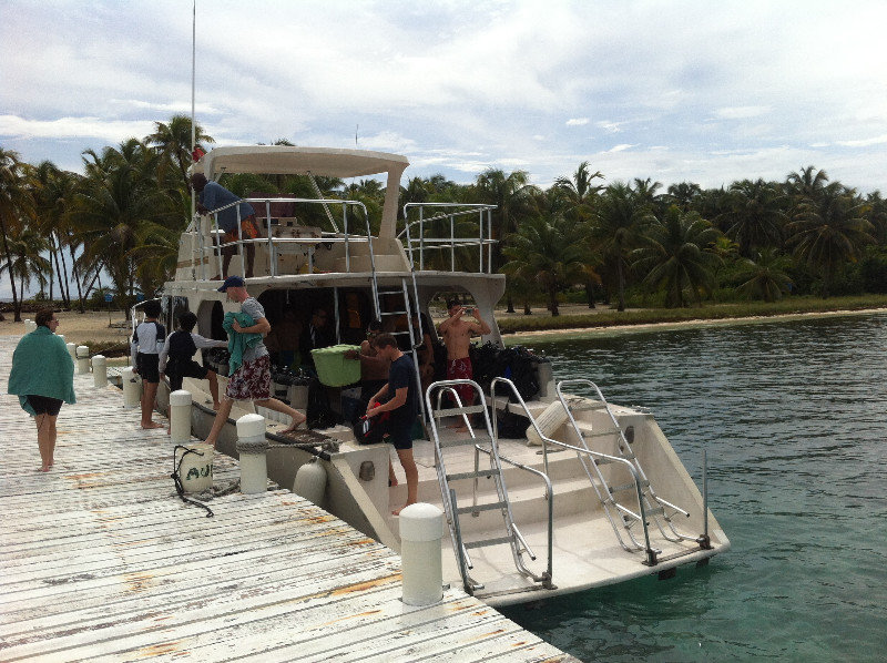 Mooring up for lunch after diving