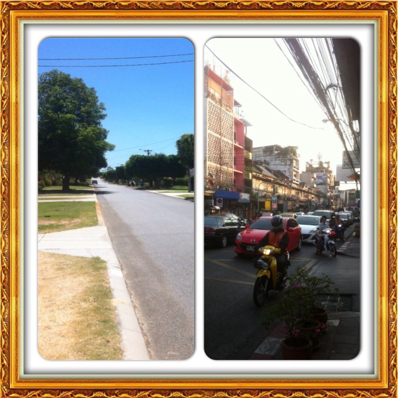 What a difference a day makes..Perth on the left and Bangkok the right!