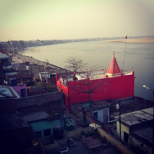 The view of the ganges from the hostel rooftop
