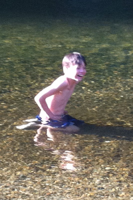 Billy braves the chilly water