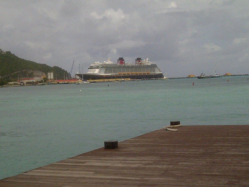 The Disney Fantasy docking at St Maarten