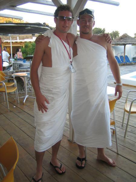 Timmy & Jay ready for Toga Party