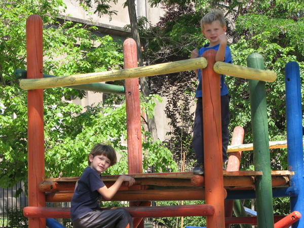 Ben and Ovie at the playground