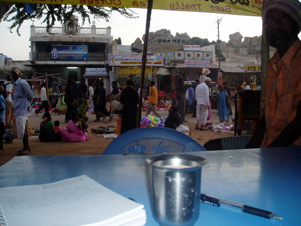 Hampi - Bazaar with my chai