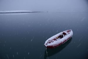 Kayak in a snow storm