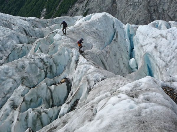 Crevasse and hikers