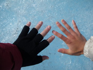 Hand to ice