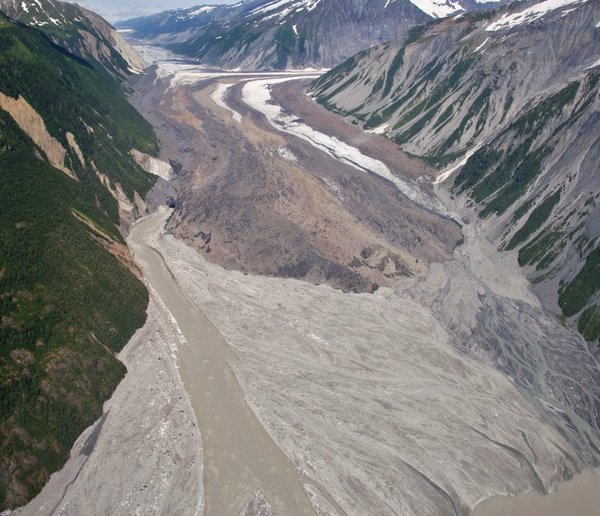 Photo mosaic of Lituya Glacier and outwash plain