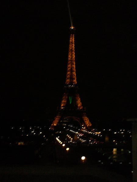 The tower at night from the Trocadero