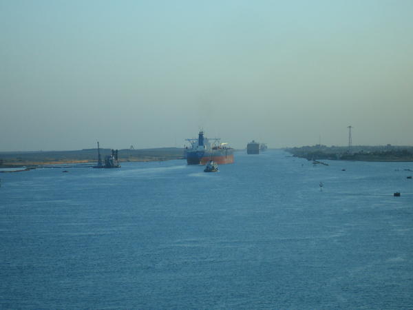 Ships passing from Bitter Lake into 2nd half of Suez Canal