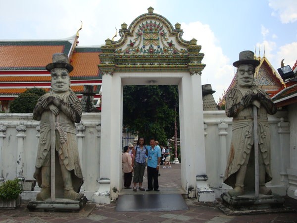 Ashley and guide at Gate of Wat Pho