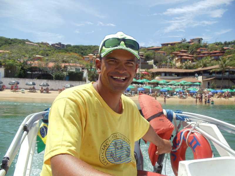 Our friendly water taxi driver, Tony, in Buzios, Brazil