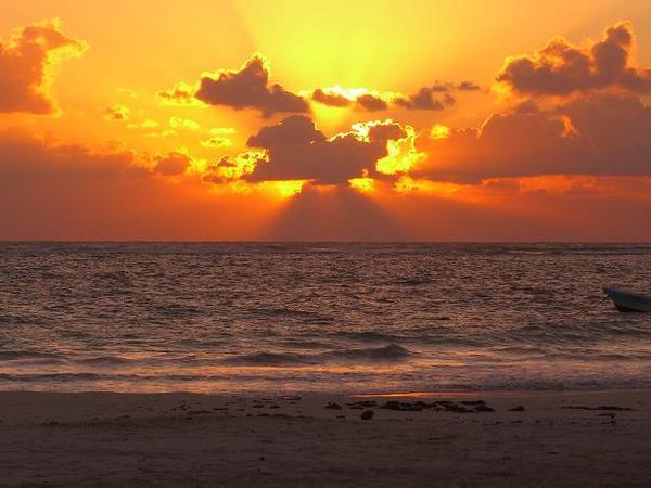 Sun rise on Tulum beach