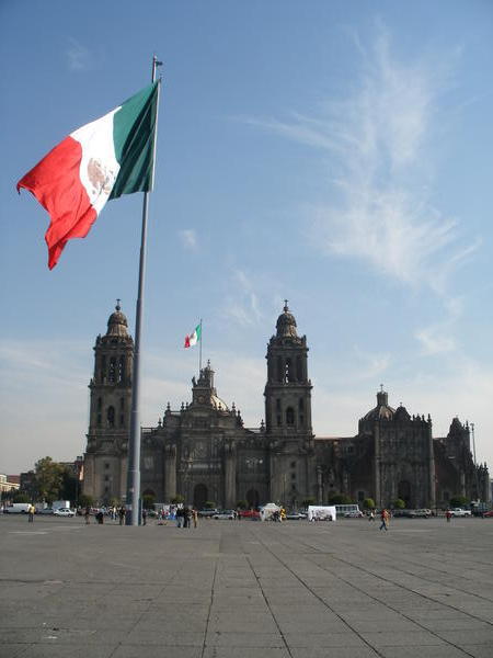Catedral and Flag - Mexico City