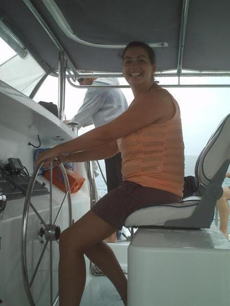He He, me driving the expensive boat!!!
