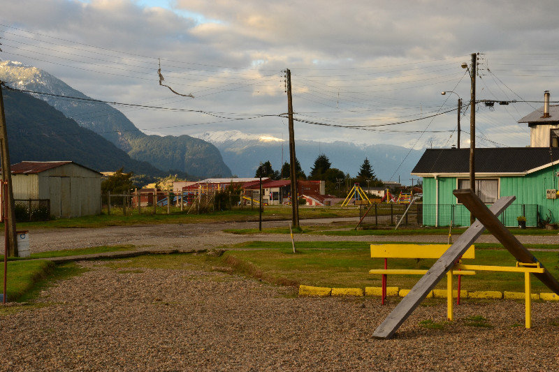 Typical colorful playground on the square. Chacabuco