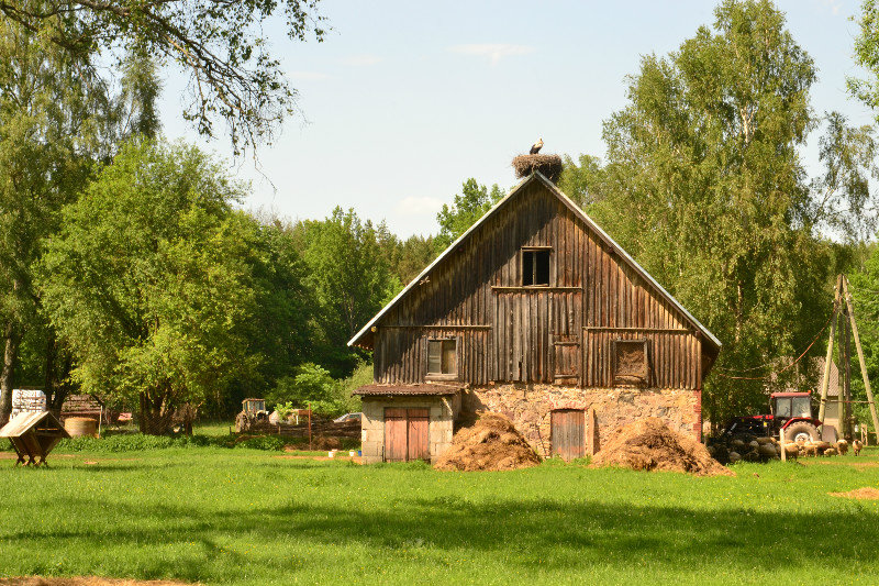 Typical wooden houses in Latvia