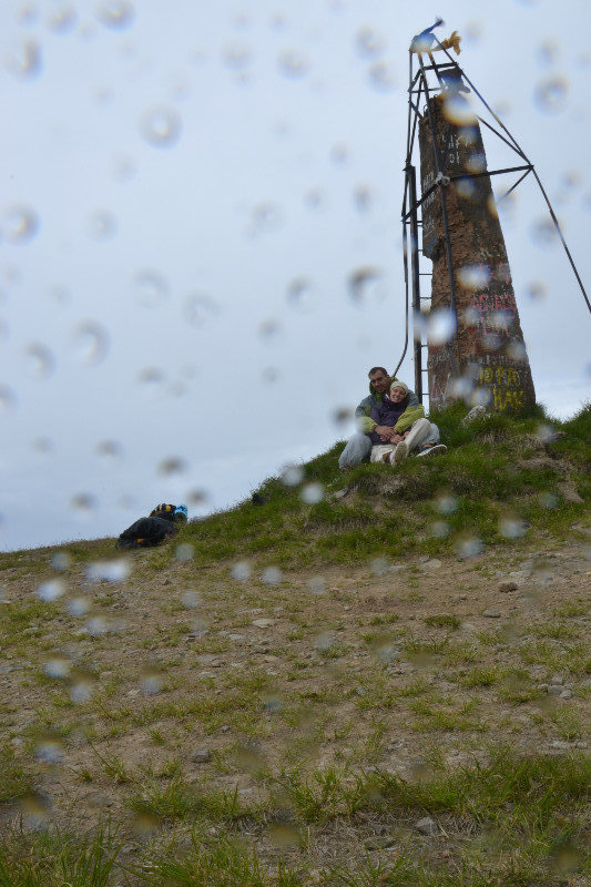 At the top with the rain..