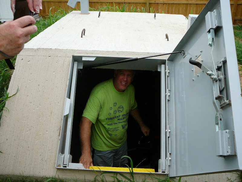 Dan testing the tornado shelter