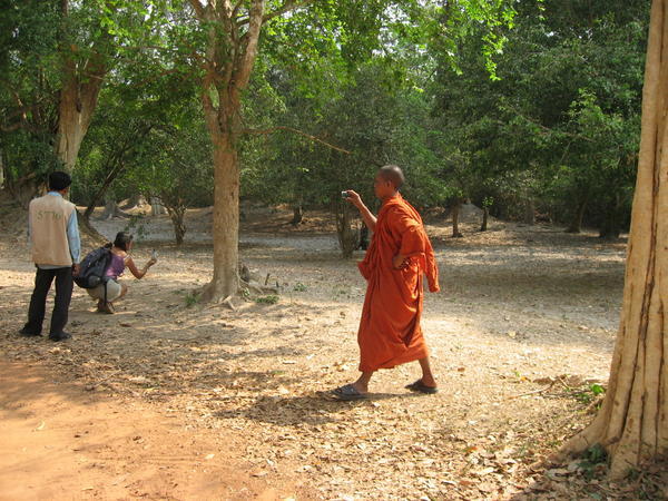 Monk with a cellphone camera