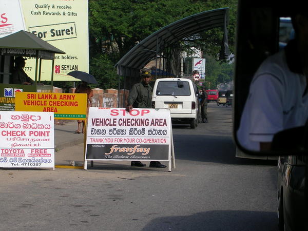 Army vehicle checkpoint, central Colombo