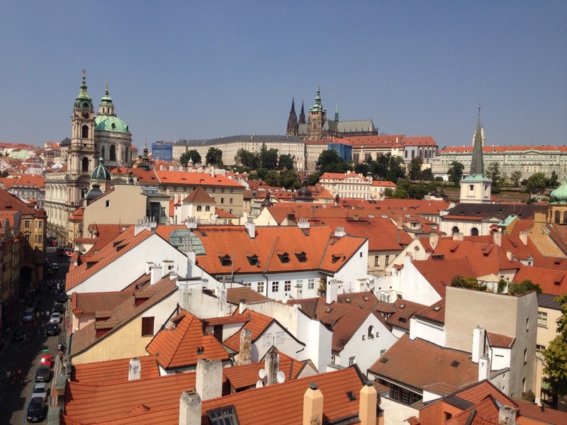 Prague Castle over the red roofs
