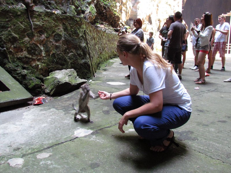 MaryAnne feeding a monkey