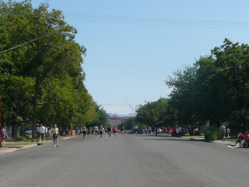 The finish line in the distance