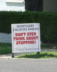 Mortuary sign