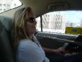 MaryAnne in the taxi.