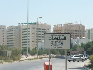 The Diplomat Radisson Hotel sign.