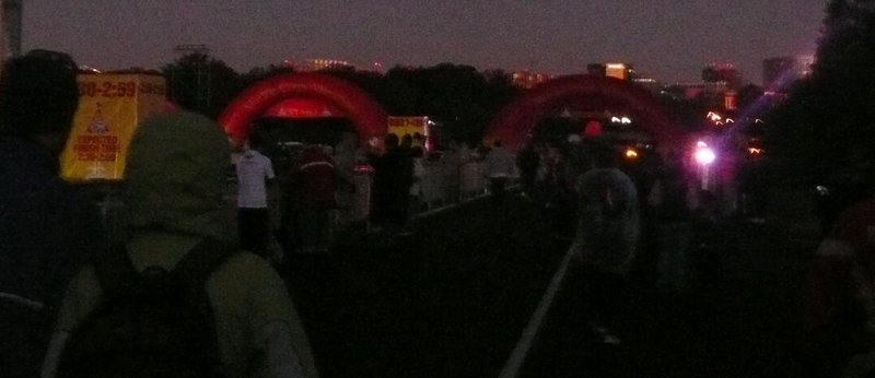 The starting line at 6:00 a.m.
