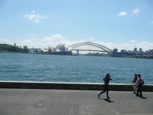 View of the Sydney Harbour Bridge and the SOH from Mrs. Macquaries Road