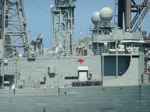 Red kangaroos are painted on the side of the Australian Fleet ships
