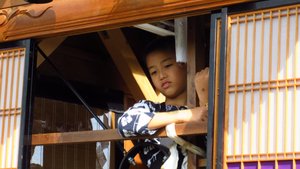 Young Boy Inside a Matsuri Yatai (Festival Float)