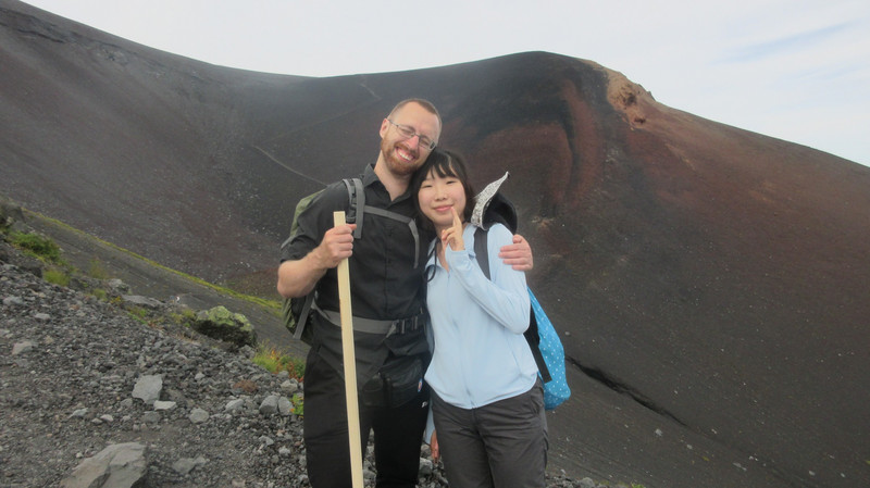 Takae and Me in front of the Peak of Mount Hōei