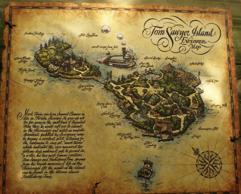 Map of Tom Sawyer's Island