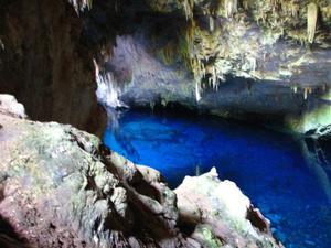 The blue water in the cave !
