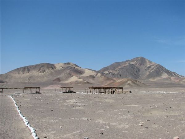 The desert views around the graves.