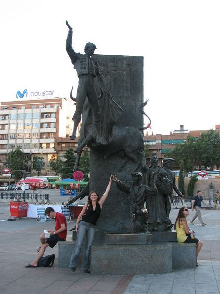 Bin with the bull fighting monument at Las Velas.