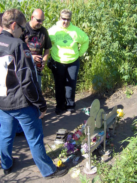 Checking out the crash site marker