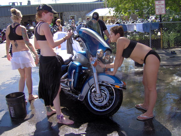Jerry's bike being washed