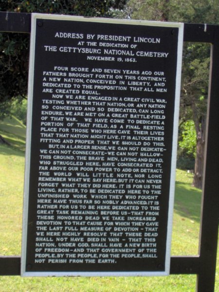 the Gettysburg Address was posted in the Cemetary