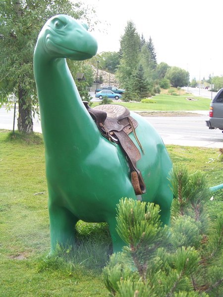 Saddled Dino at a Sinclair station