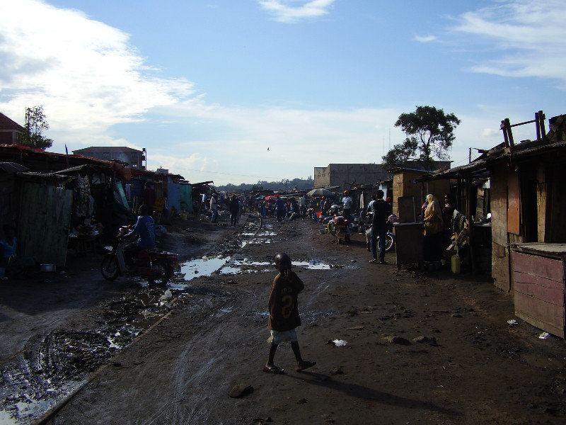 Street market in the slum